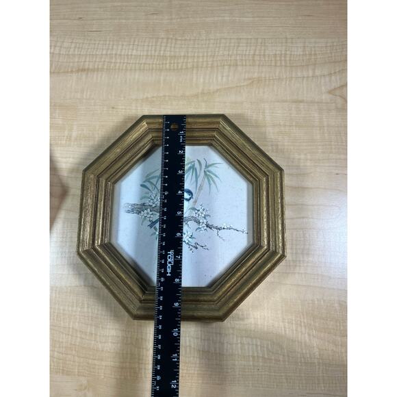 2‎ Vintage Octogon Chickadee Prints Forest Fruit & Flowers Framed - Picture 5 of 6